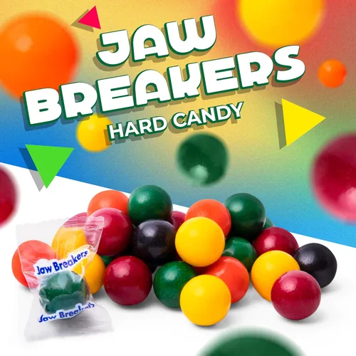 Vista 4 de Jawbreakers - Caramelos duros Bolsa de 1 libra – Aprox. 75 unidades Surtido con sabor a frutas