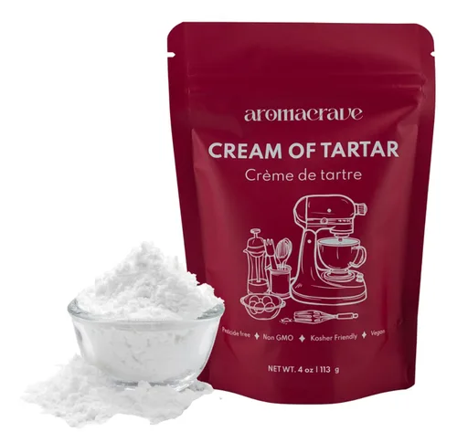 Vista 9 de AROMACRAVE Cream of Tartar Powder, High-Purity Potassium Bitartrate for Baking & Cooking, Stabilizes Egg Whites, Prevents Sugar Crystallization