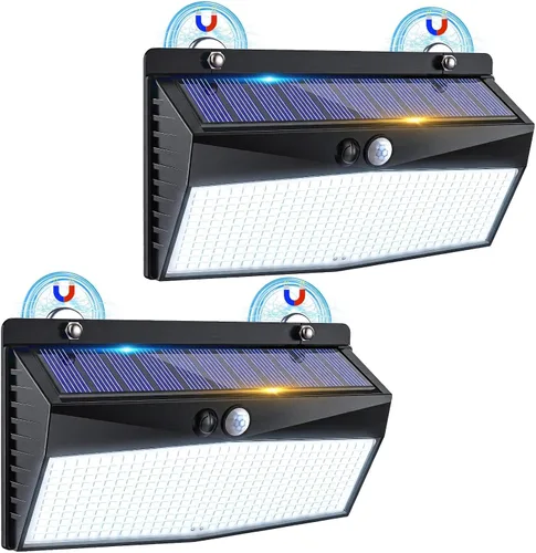 Vista 10 de Peasur 368 luces solares magnéticas LED impermeables al aire libre con Negro
