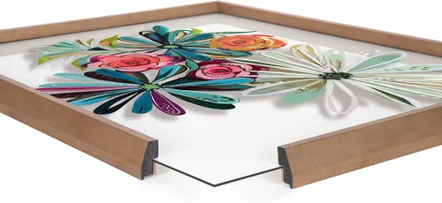 Vista 4 de Kate and Laurel Blake Flowers on Glass 2 flores enteras enmarcadas arte de pared de vidrio impreso por Jessi Raulet de Ettavee, oro de 18 x 24
