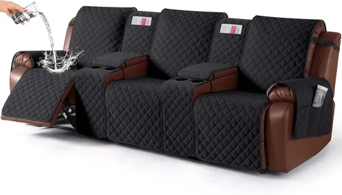 Vista 17 de KinCam Funda 100% Impermeable para Loveseat Reclinable con Consola, Fundas Antideslizantes para Sofá Reclinable de 2 Asientos, Funda para Sofá
