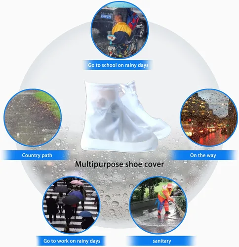 Vista 3 de Fundas impermeables para botas de lluvia, con control de arena, antideslizantes, suela de goma de PVC, reutilizables, botas de lluvia y nieve