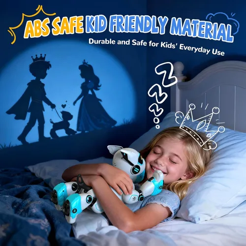 Vista 4 de Juguetes de Perro Robot para Niños, Perro Robot de Control Remoto, Control de Voz y Tacto, Juguete Interactivo Programable de Cachorro Robótico Azul