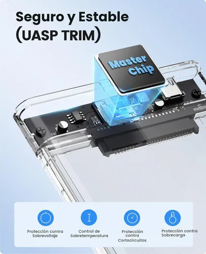 Vista 4 de ORICO Caja de disco duro externa de 2.5 pulgadas, SATA a USB C 3.1 de 6Gbps, para HDD/SSD de 7/9.5mm, soporte UASP hasta 6TB -2139C3-CR