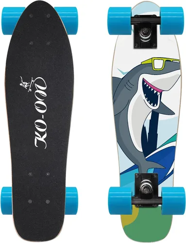 Vista 8 de KO-ON Skateboard Patinetas Completas Skateboards de 22 Pulgadas Mini Cruiser Skateboards para Principiantes, Niños, Chicos y Chicas Castor T-Rex