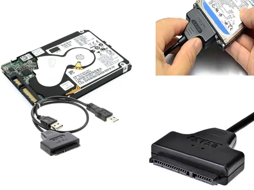 Vista 8 de KUJOBUY Adaptador de cable SATA a USB 2.0 para disco duro HDD de 2.5 "Conector de disco duro SSD de 22 pines 7+15 Cable SATA 1 2 3 Convertidor