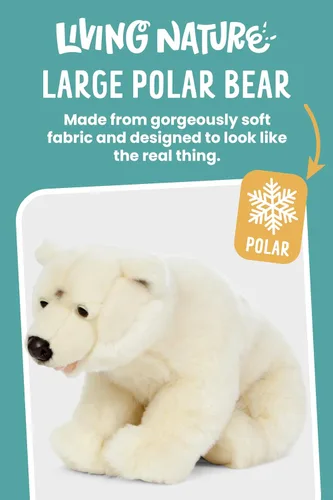 Vista 3 de Living Nature Animal de peluche de oso polar Animal esponjoso Regalo de juguete suave para niños 18 pulgadas