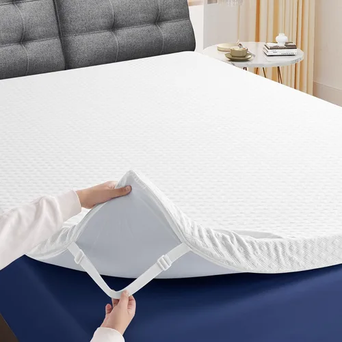 Vista 10 de EDILLY Cubrecolchón de espuma viscoelástica de gel refrescante de 3 pulgadas, tamaño individual, con funda de bambú extraíble y lavable, protector