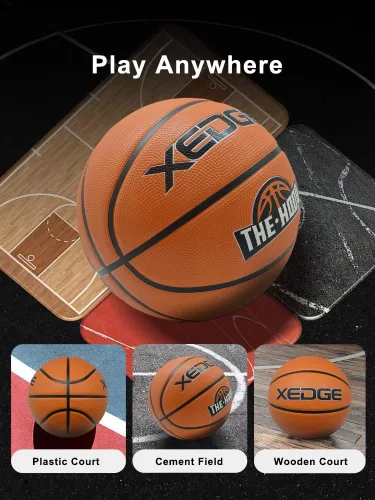 Vista 6 de XEDGE Baloncesto 29.5" Tamaño 7 Juego de baloncesto de goma para interiores y exteriores