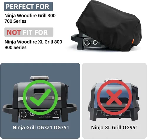 Vista 2 de Funda impermeable para parrilla Ninja Woodfire al aire libre, accesorios para parrilla de ahumador de fuego de madera Ninja serie OG300/700