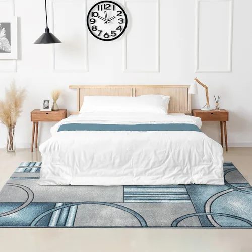 Vista 8 de LUXE WEAVERS Art Deco - Alfombra geométrica azul de 6 x 9 pulgadas
