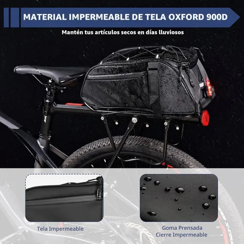 Vista 3 de Bolsa trasera para bicicleta reflectante, resistente al agua, bolsa de almacenamiento para maletero de bicicleta, bolsa de transporte para pecho