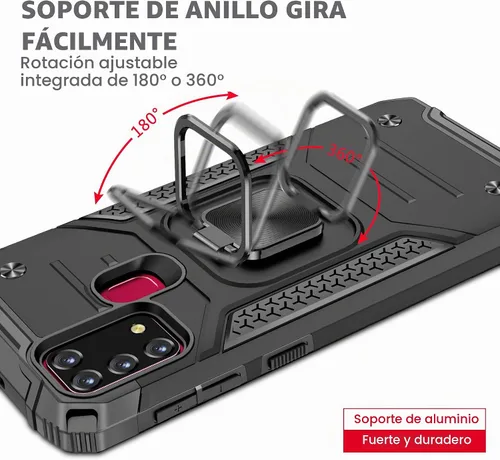 Vista 4 de Asuwish Funda de teléfono para Samsung Galaxy M30s M21 M31/M21s/F41 y protector de pantalla de vidrio templado, accesorios de soporte de anillo