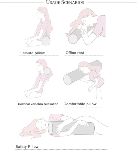 Vista 8 de QQXX Almohada de cuello redondo para dormir, almohada cervical larga impermeable de piel sintética, almohada cilíndrica enrollable con funda Gris C