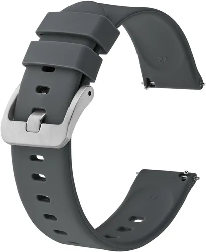 Vista 20 de BISONSTRAP Correas de reloj de silicona, correas de reloj delgadas con liberación rápida, 0.787 in, negro con hebilla negra