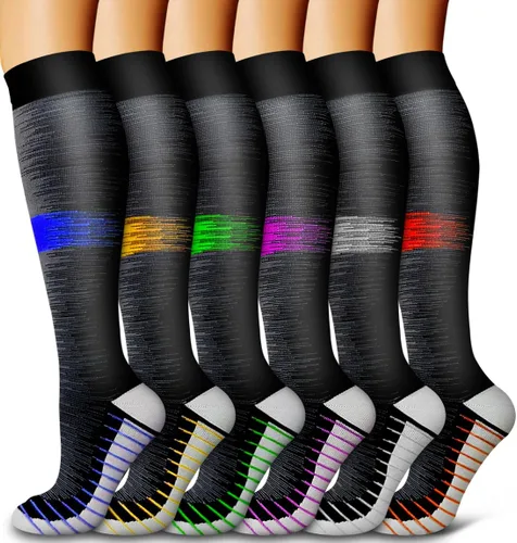 Vista 47 de Bluemaple Paquete de 6 calcetines de compresión de cobre para mujeres y hombres, el mejor apoyo para médicos, correr, enfermería, atletismo