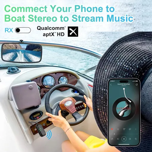 Vista 6 de Receptor transmisor Bluetooth 5.4 Pro 2026, adaptador Bluetooth para avión Qualcomm aptX LL 25hrs Battery Works with 2 Headphones Wireless