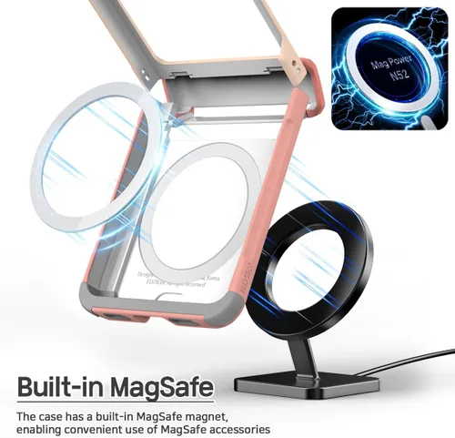 Vista 7 de para Galaxy Z Flip 5 Funda con 2 ranuras para tarjetas, funda rígida delgada y resistente con protección de bisagra, funda completa con protección