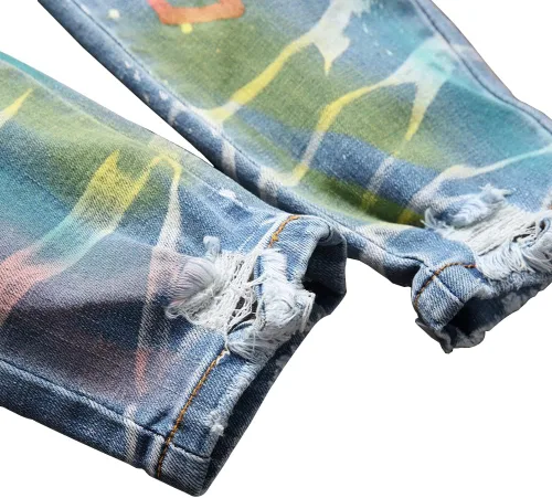 Vista 7 de NP - Pantalones de mezclilla rasgados para hombre, pantalones de mezclilla para hombre, rectos, ajustados, con agujero de moda