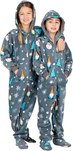 Vista 4 de Footed Pajamas - Enterizo con capucha a juego para la familia Suéteres de una pieza para niños, niñas, hombres, mujeres y mascotas, unisex, Naranja