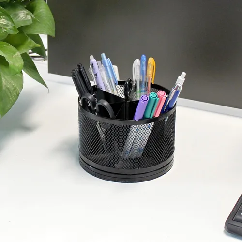 Vista 2 de SETTFRFE - Soporte giratorio de malla para escritorio, negro, 6 ranuras
