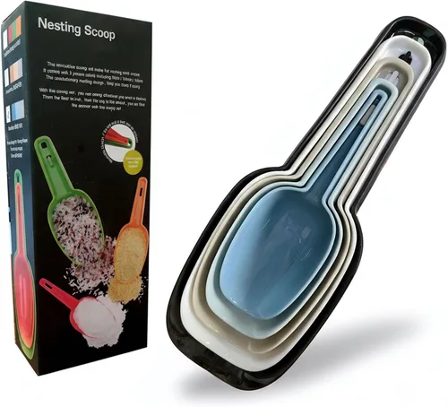 Vista 10 de Paquete de 4 cucharas de plástico para recipientes, cuchara de plástico para cubitos de hielo, cucharas de harina, productos secos, granos de café