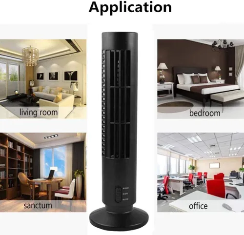 Vista 3 de Ventilador de torre oscilante, enfriador de aire portátil vertical sin aspas, ventilador de aire acondicionado de escritorio USB, mini ventilador