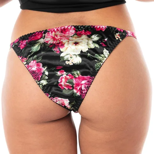 Vista 4 de Satini Bragas de satén con estampado Tanga para mujer