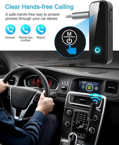 Vista 5 de Paquete de 2 adaptadores Bluetooth AUX para automóvil, transmisor receptor Bluetooth 5.4 2 en 1 para automóvil con pantalla de visualización