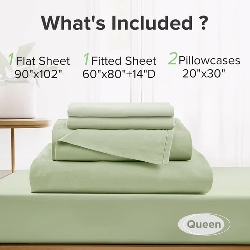 Vista 159 de Comfort Spaces Sábanas 100% algodón tamaño King, transpirables y ultra suaves, sábanas de algodón naturalmente fresco con bolsillo elástico de 14
