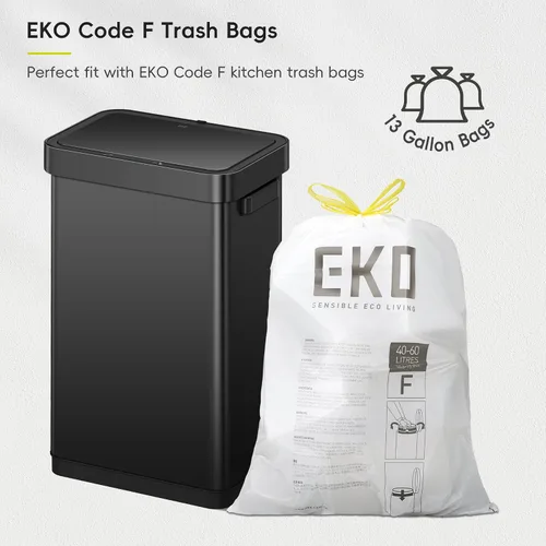 Vista 8 de EKO Deluxe Mirage-T - Bote de basura rectangular sin contacto con sensor de movimiento de 50 litros/13.2 galones, acabado de acero inoxidable negro