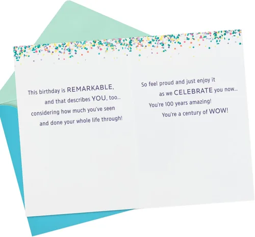 Vista 2 de Tarjeta de felicitación de Hallmark para el cumpleaños número 100 (100 años increíbles)