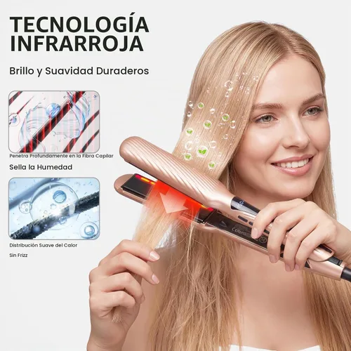 Vista 2 de Flat Iron Hair Straightener with 1.6" Infrared Ceramic Wide Plates