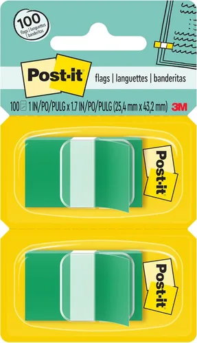 Vista 14 de Post-it Banderas, 50 por dispensador, paquete de 2 dispensadores, 1 pulgada de ancho, verde brillante (680-BG2)