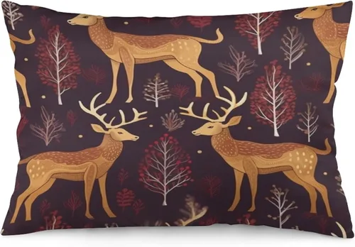 Vista 17 de Fundas de almohada decorativas de invierno, con bastones de caramelo, alce, Papá Noel, paseos en trineo, 12 x 20 pulgadas, con cremallera