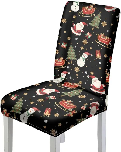 Vista 8 de HUGS IDEA Juego de 2 fundas para sillas de comedor con campanas de Navidad, lavables, fundas elásticas para sillas Parsons, fundas protectoras