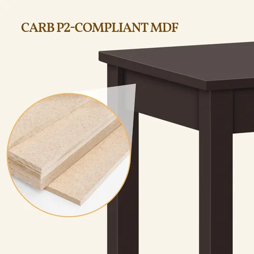 Vista 8 de Topeakmart Mesa auxiliar alta de 2 niveles con estante de almacenamiento y patas de madera maciza, mesa auxiliar de sofá para sala de estar, sofá