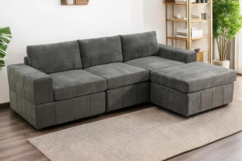 Vista 9 de A Ainehome Sofá seccional, juego de sofá de 4 asientos para sala de estar, sofá en forma de L, juegos de muebles seccionales para sala de estar