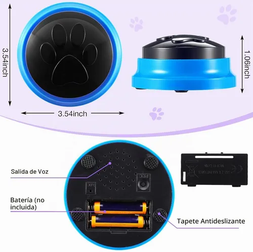 Vista 6 de Paquete de 8 botones de grabación de voz, botones grabables para perros para comunicación, botones de conversación de perros, zumbadores