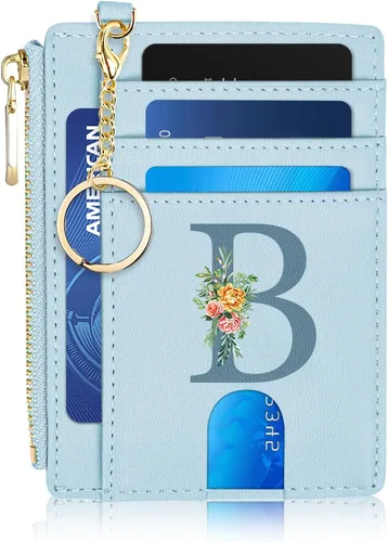 Vista 30 de Tarjetero para mujer minimalista y delgado con bolsillo frontal, bloqueo RFID, cartera compacta con ventana para identificación y bolsillo