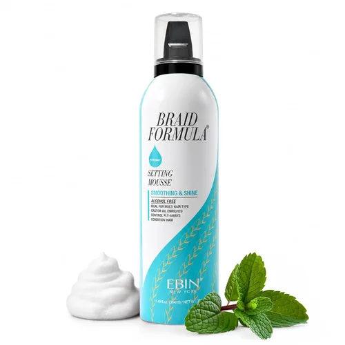 Vista 14 de EBIN NEW YORK Braid Formula Setting Mousse Aceite de oliva – Espuma de trenza ligera para trenzas, giros y mechones, para hombres y mujeres