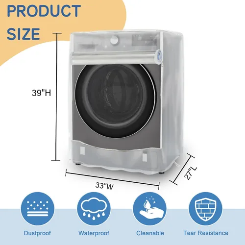 Vista 4 de Funda para lavadora y secadora, fundas para lavadora y secadora, cubierta para lavadora y secadora, para máquina de carga frontal impermeable y a
