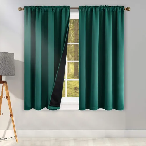 Vista 22 de KEQIAOSUOCAI Aqua - 100 cortinas opacas con forro negro para dormitorio, paneles de cortina totalmente opacas para sala de estar, cortinas aislantes