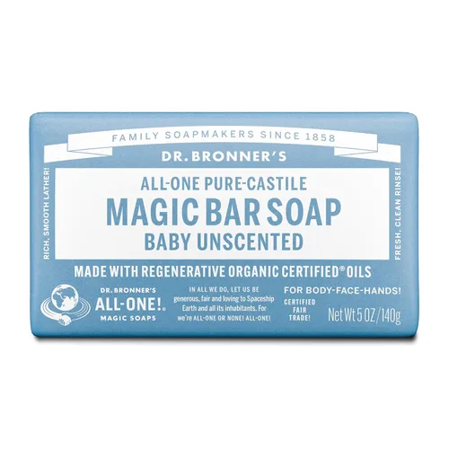 Vista 13 de Barra orgánica de jabones Pure Castile de Dr. Bronner, 734, 1, 1 Vegan Formula, Deep Cleansing Feel, Body Wash for Men and Women, Active Shower