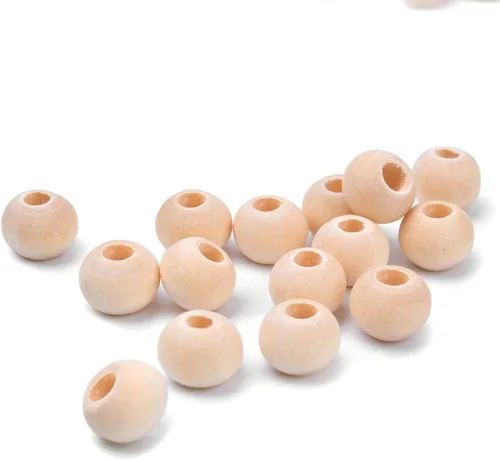 Vista 4 de BronaGrand 200pcs 0.236 in Color Natural Bola Redonda Madera Espaciador Perlas Joyas Hallazgos Encantos