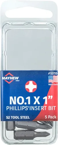 Vista 15 de Mayhew Tools 18747-5 Broca de inserción Phillips, n.º 0 x 1 pulgada, paquete de 5