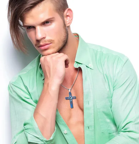 Vista 32 de OIDEA Cross Pendant Necklace for Men Women: High Polish Hollow Openwork Stainless Steel Cross Chain Mens Jewelry Gifts
