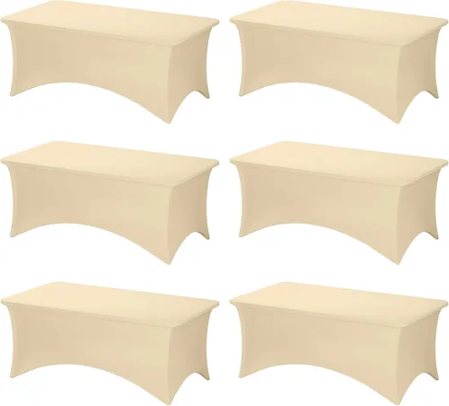Vista 23 de Fixwal Paquete de 6 Manteles de Mesa Rectangulares, Cubierta de Mesa de 6 Pies, Mantel Blanco Rectangular Ajustado Elástico Rectangular, Cubierta