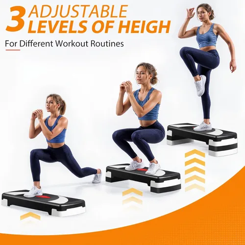 Vista 5 de Plataforma escalonada de entrenamiento aeróbico de 30 pulgadas con elevadores ajustables de 4 a 6 a 8 pulgadas, entrenamiento de ejercicio