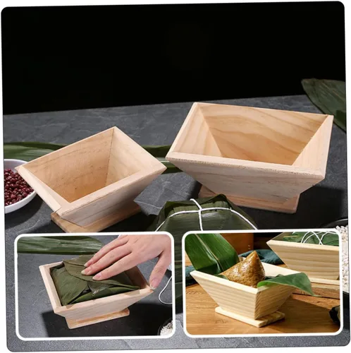 Vista 5 de EXCEART Molde de madera Zongzi Moldes de alimentos Herramientas de chocolate Herramientas de madera Bola de masa de arroz Cocina Comida Musubi Maker